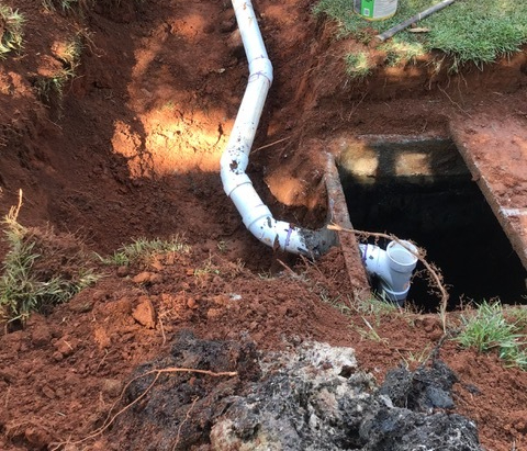 Septic main line repair and installation work