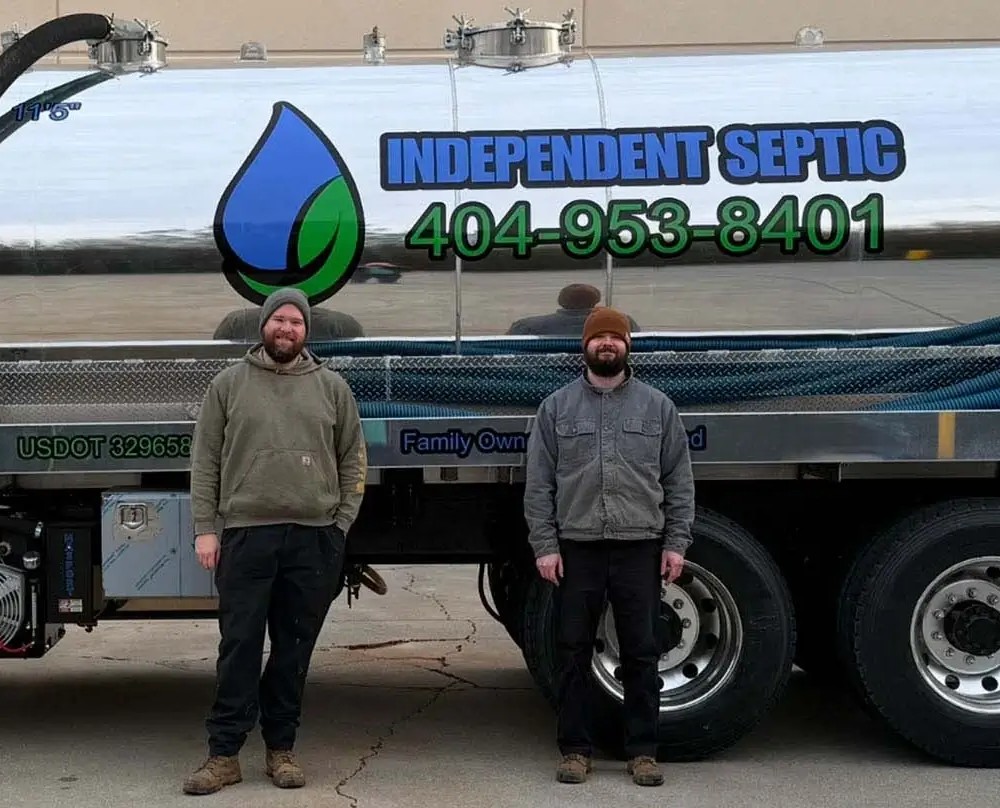 Independent Septic technician working on septic service
