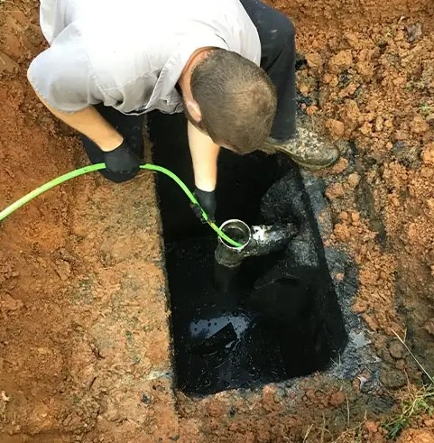 Septic tank service at a residential property