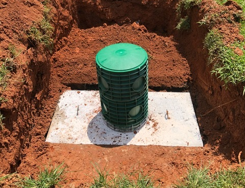 Septic tank access prepared for cleaning and service